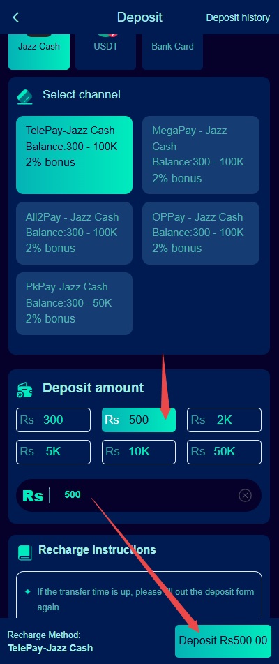 92pak deposit amount